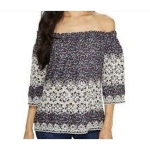 Kut from the Kloth Womens Blouse Size L Off The Shoulder Floral Embroidered